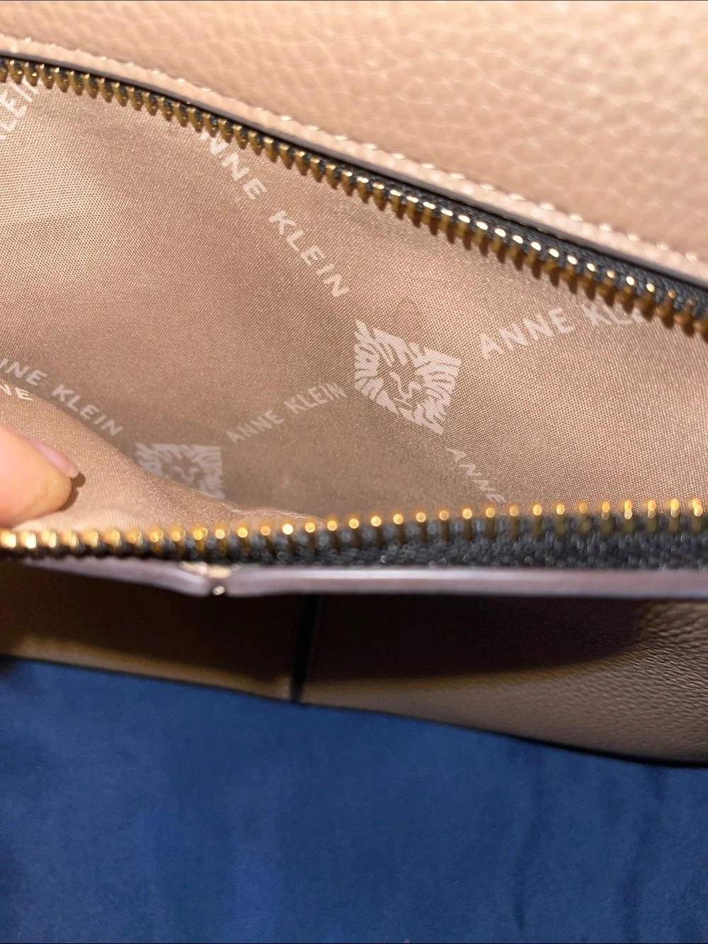 Anne Klein Dark Beige/ Taupe Satchel with Gold Accents